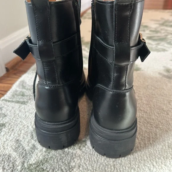 Sezane Black Lace-Up Boots with Gold Accent - Picture 5 of 9